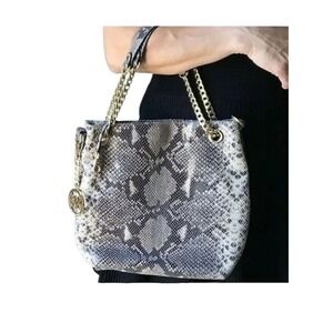 Michael Kors Snakeskin Embossed Chain Tote Bag | Shoulder Purse